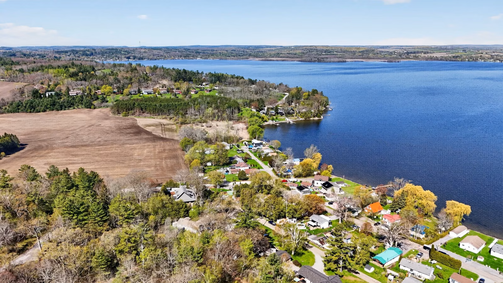 Aerial view across the Rice Lake area surrounding the villa